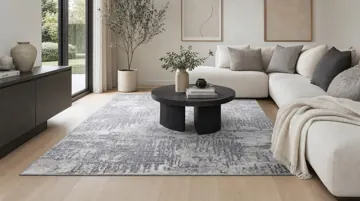 Apollo rug with a black coffee table