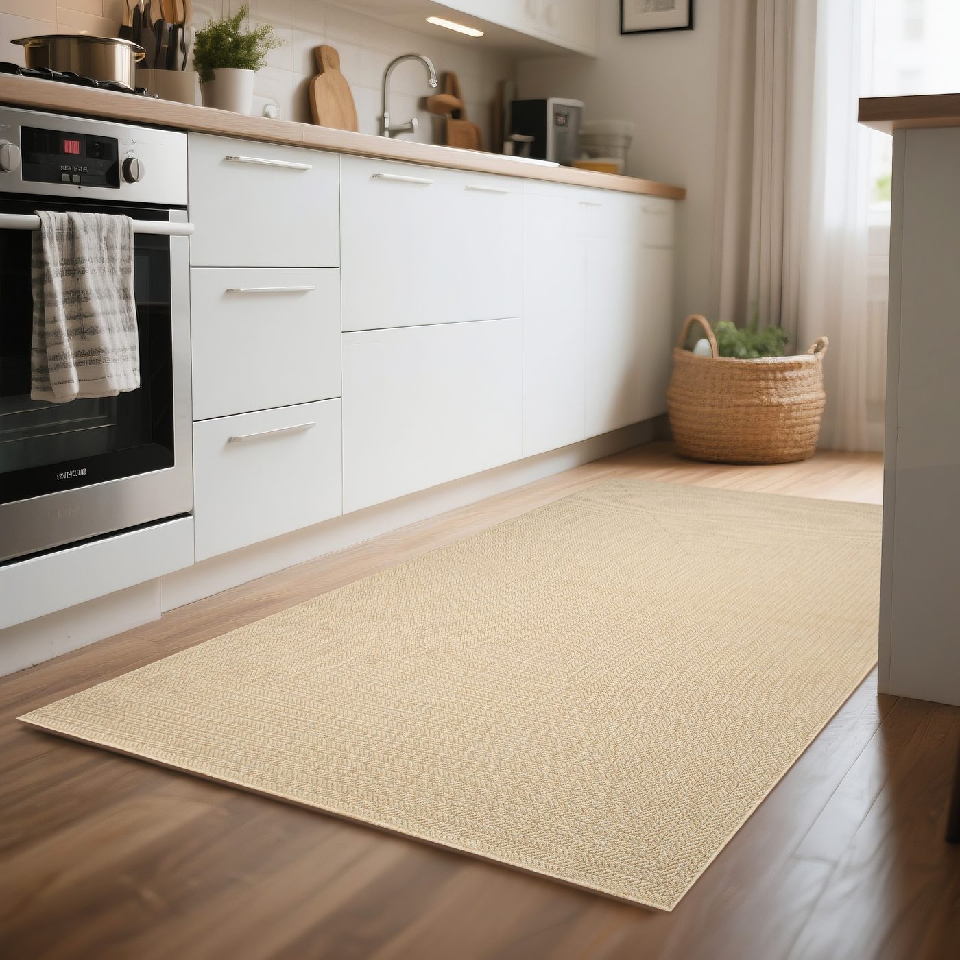 Olymp beige runner in a kitchen