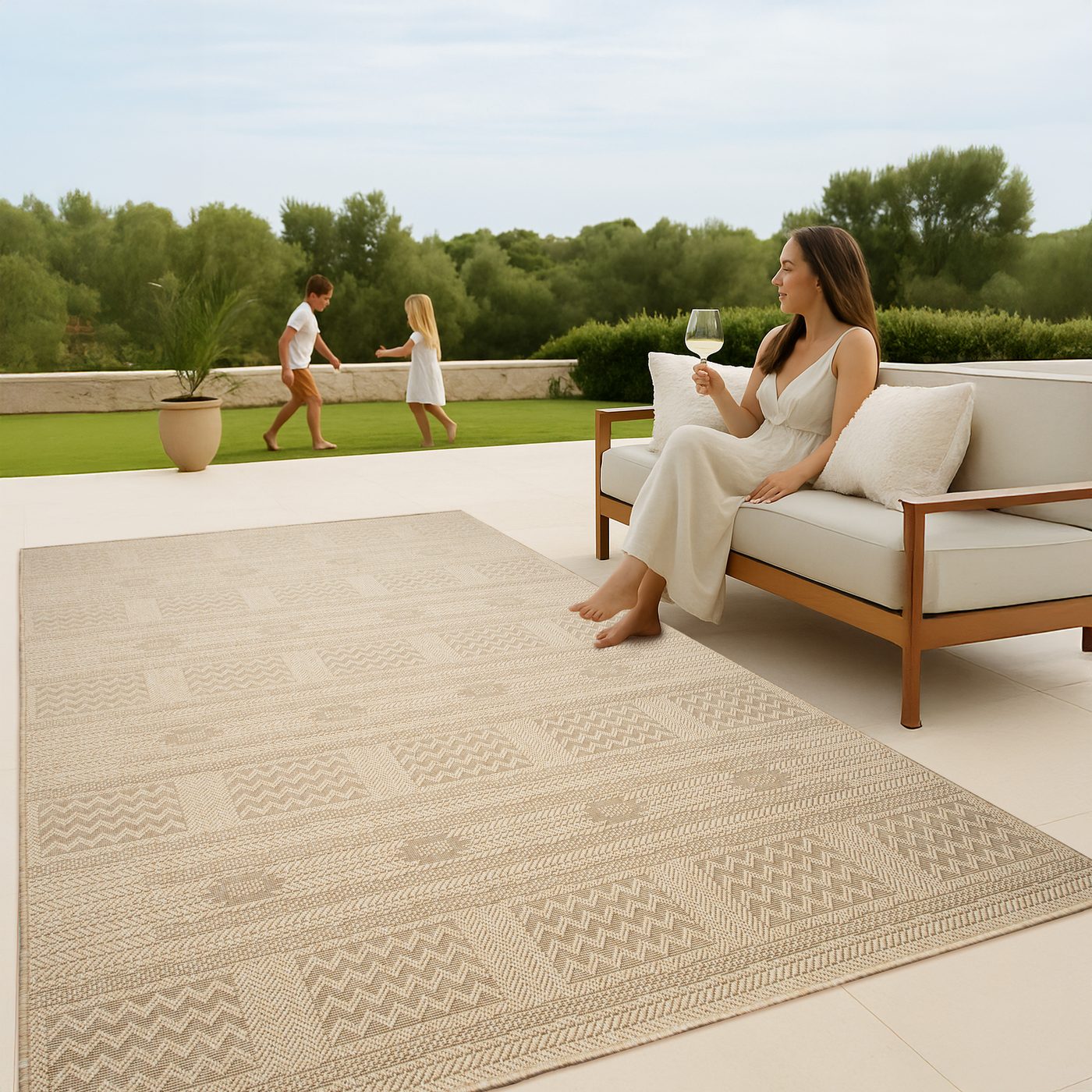 Olymp on a terrace with lounge sofa